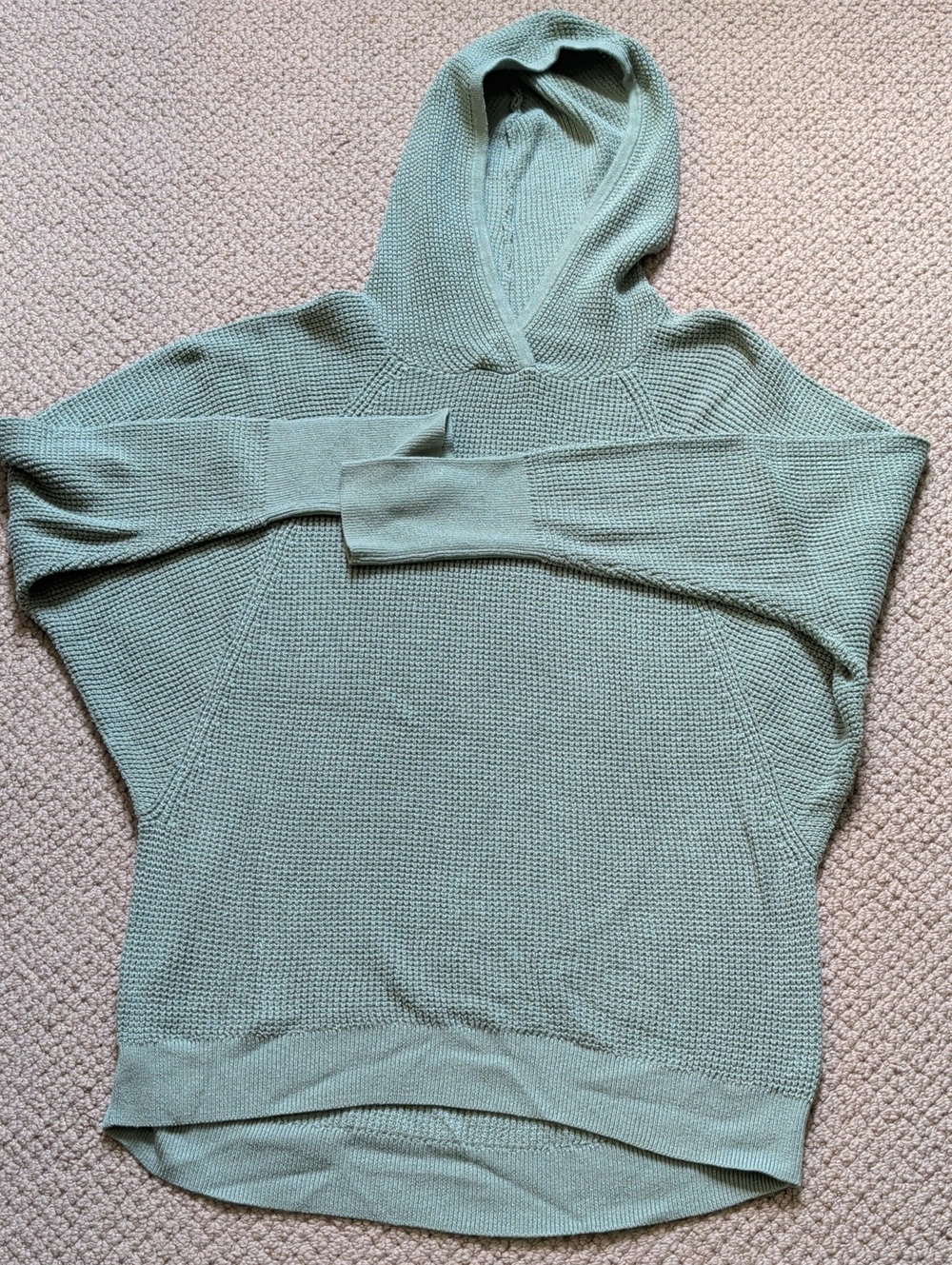 Cynthia Rowley Sage Green Hooded Knit Dolman Sleeve Sweater L